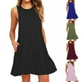 thumbnail image 4 of Women's Summer Sleeveless Casual Swing Simple T-Shirt Loose Dresses Beach Dress Cover Ups With Pockets, 4 of 5
