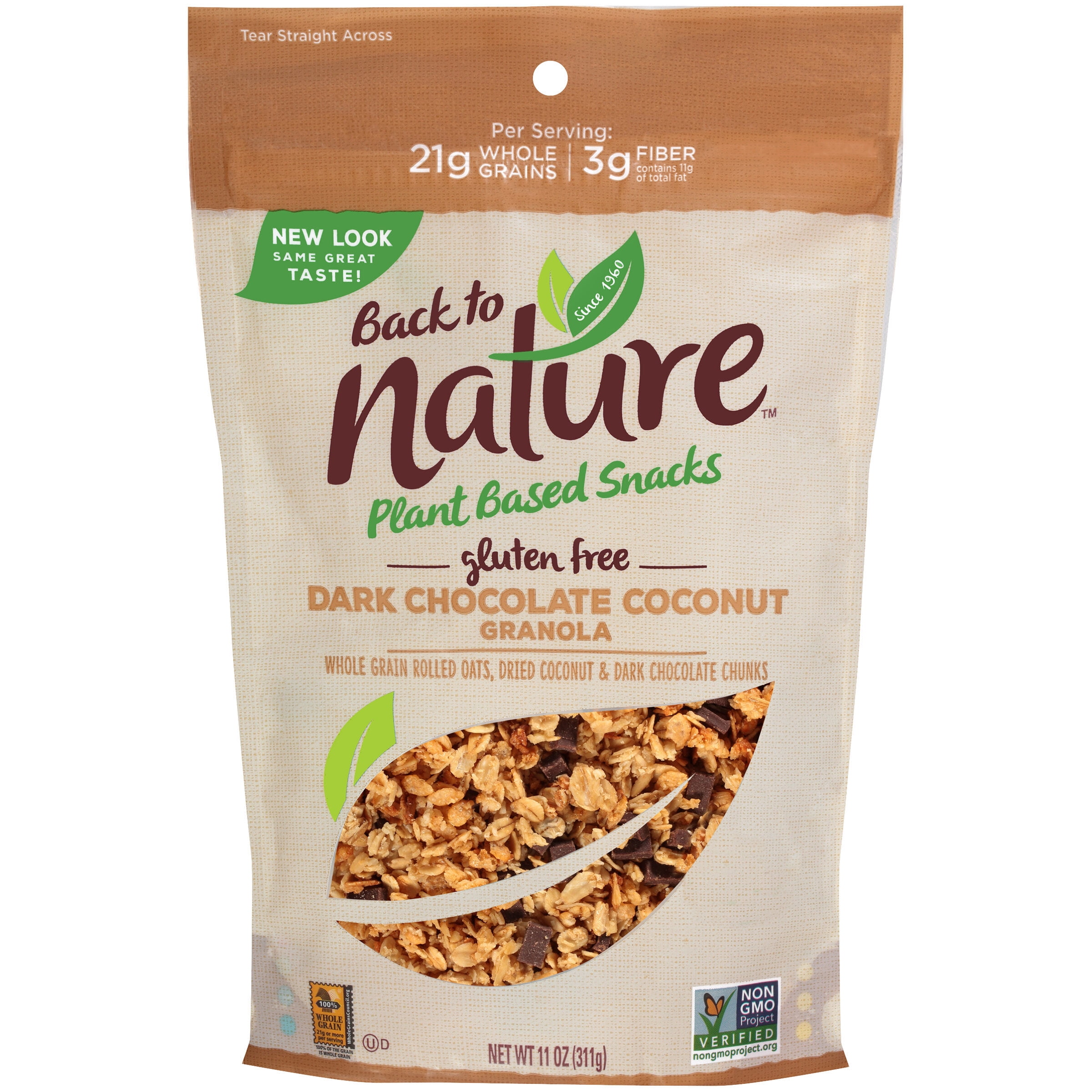 Back To Nature Plant Based Snacks Gluten Free Chocolate Delight Granola 11 Oz Bag Walmart Com