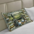 thumbnail image 2 of Ambesonne Golf Themed Knitted Quilt Pillowcover, Classicism Painting, 30"x20", Fern Green Blue and Mustard, 2 of 2