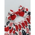 thumbnail image 6 of Infant Baby Girl 4th of July Rompers Dress Set Summer Short Sleeve Jumpsuit Dress Heart/Star Print Independence Day Outfit  with Bow Headband 2Pcs 0-24M, 6 of 9