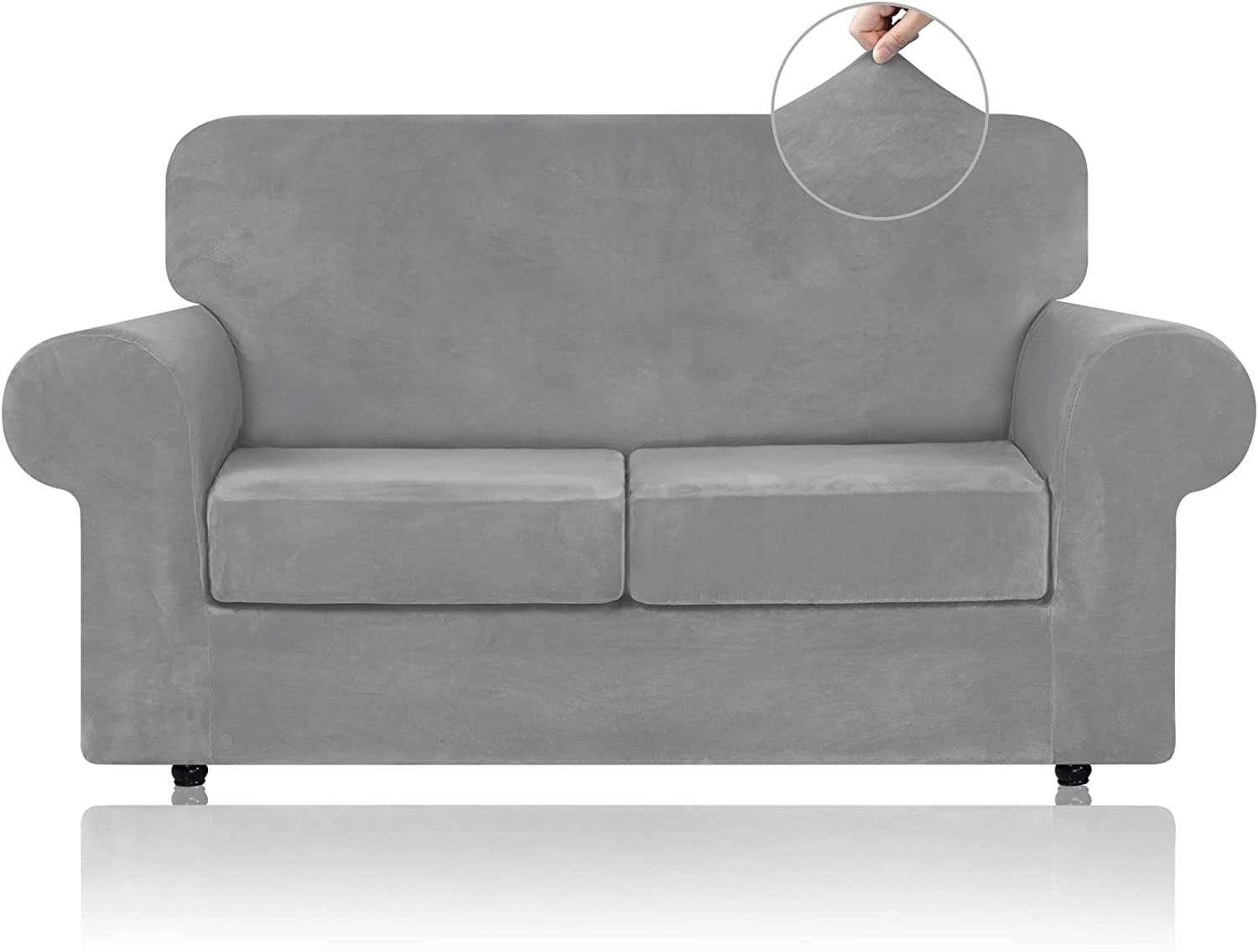 WEERRW 4 Pieces Velvet High Stretch Couch Covers for 3 Cushion Couch
