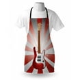 thumbnail image 4 of Guitar Apron, Modern Musical Element on a Background of Sunburst Effect Stripes, Unisex Kitchen Bib with Adjustable Neck for Cooking Gardening, Adult Size, Vermilion White, by Ambesonne, 4 of 4