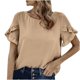 thumbnail image 1 of Top de cuello redondo de manga corta con encaje de color liso para primavera y verano para mujer OAVQHLG3B Store  lin121212, 1 of 5