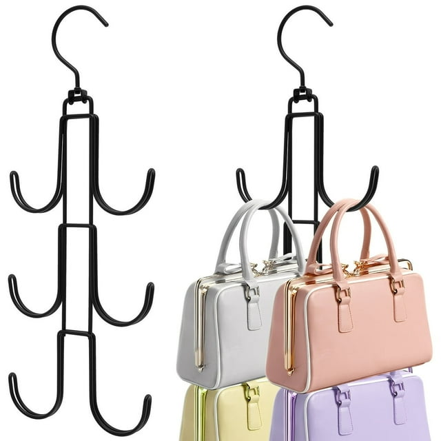 2 Pack Purse Hanger Organizer for Closet Rotatable Metal Handbag Holder Space Saving Purse Holder