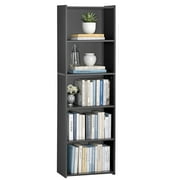 SparkTrend 5 Shelf Wood Bookcase Freestanding Display Shelf Adjustable Layers Bookshelf for Home Office Library Small Narrow Space (White, 5-Layers,15.8 x 9.5 x 52 (L x W x H),Black-1PCS