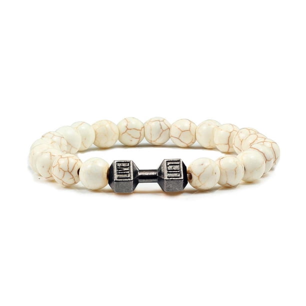 EZLIFE Pulsera de cuentas con piedra pulida negra y cadena chapada en turquesa de colores 9CG8 N5S0