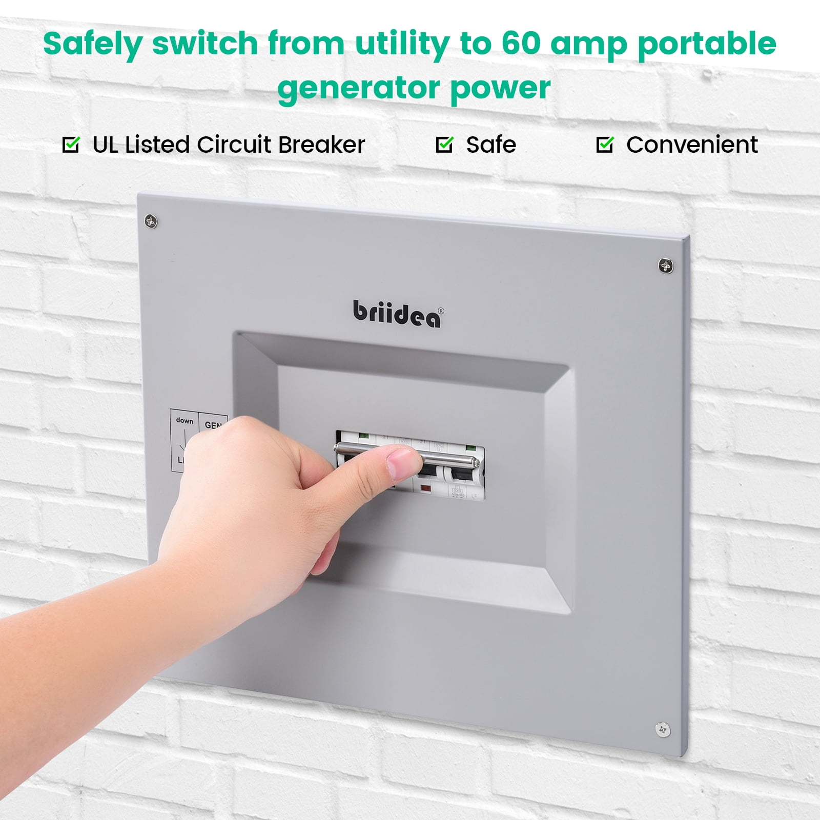 Transfer Panel (60A/60A), Briidea Transfer Switch for Portable Generators 15,000 Watts, Manual Transfer Switch Kit