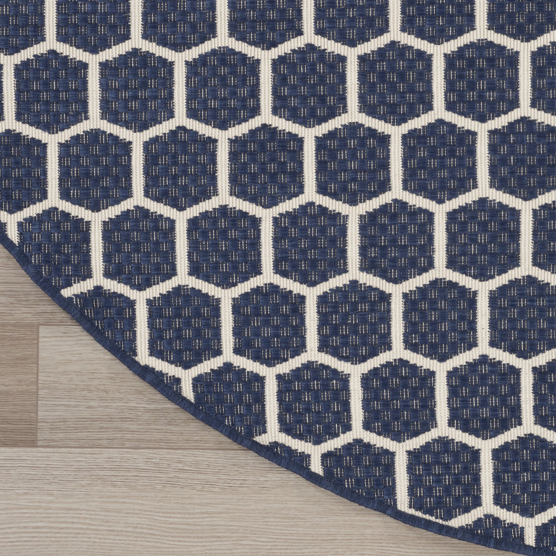 Nourison Twist Reversible 8' x Round Navy Modern Rug