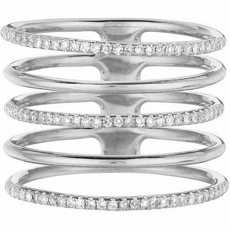 0.33 Carat T.W. Diamond 14kt White Gold Alternating 5-Row Fashion Ring