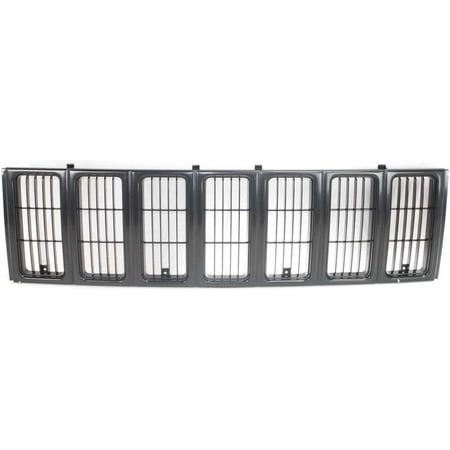 For 1997 2001 Jeep Cherokee Front Upper Grille Black ABS Plastic Factory Style