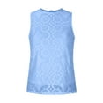 thumbnail image 5 of Brilliant Sleeveless Tops for Women Women's Summer Solid Color Round Neck Top Vest Hollow Lace Shirt (Blue,XXL), 5 of 9