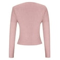 thumbnail image 5 of Scyoekwg Fall Sweaters for Women 2025 Solid Color Warm Casual Fall Winter Clothes Long Sleeve V-Neck Sweater Knitted Sweater Pullover Tops(Pink,XXL), 5 of 6