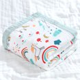 thumbnail image 1 of Toalla de baño de algodón para niños, manta de bebé lavable suave y transpirable con bonito patrón de dibujos animados para el hogar, caballo con borde verde, 1 of 5