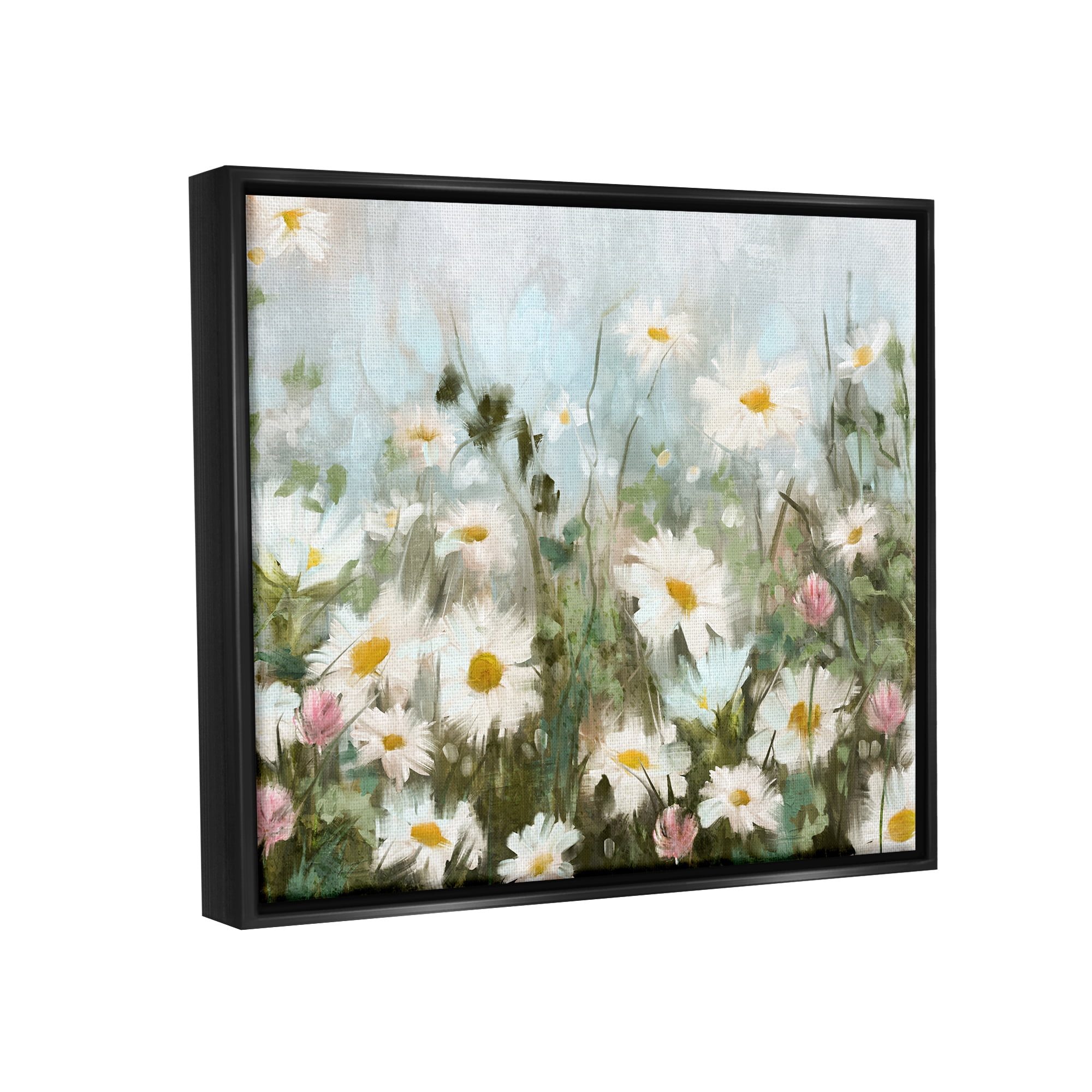 Stupell Industries Daisy Field Painting Botanical & Floral Painting Black Floater Framed Art Print Wall Art, 31 x 25