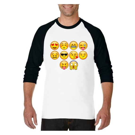 MmF - Mens Raglan Sleeve Baseball T-Shirts, up to Size 3XL - Emoji Entourage
