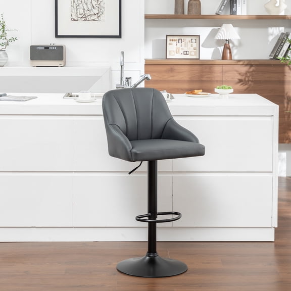 MINCETA Bar Stools, Adjustable Counter Height Bar Stools, Dark Gray