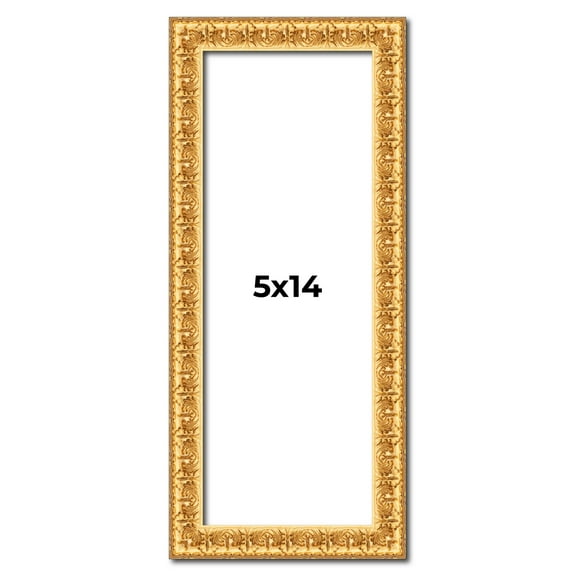 5x14 In Frame Gold Real Wood Picture Frame Width 1 inches | Interior Frame Depth 0.5 inches |