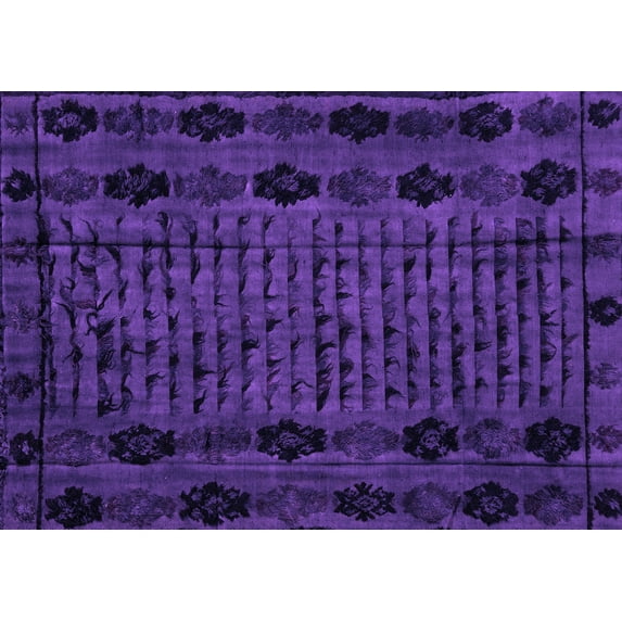 Ahgly Company Indoor Rectangle Abstract Purple Modern Area Rugs, 2' x 5'