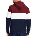 thumbnail image 4 of Satankud Men's Pullover Hoodies Plaid Jacquard Color Block Long Sleeve Casual Hooded Sweatshirts with Kanga Pockets Winered/White/Navyblue S, 4 of 8