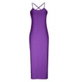 thumbnail image 6 of Wycnly Dresses for Women Night Party Club Knitted Plus Size Sexy Strap Ruched Bodycon Dresses Sleeveless Square Neck Solid Summer Long Formal Dress Purple XL, 6 of 7