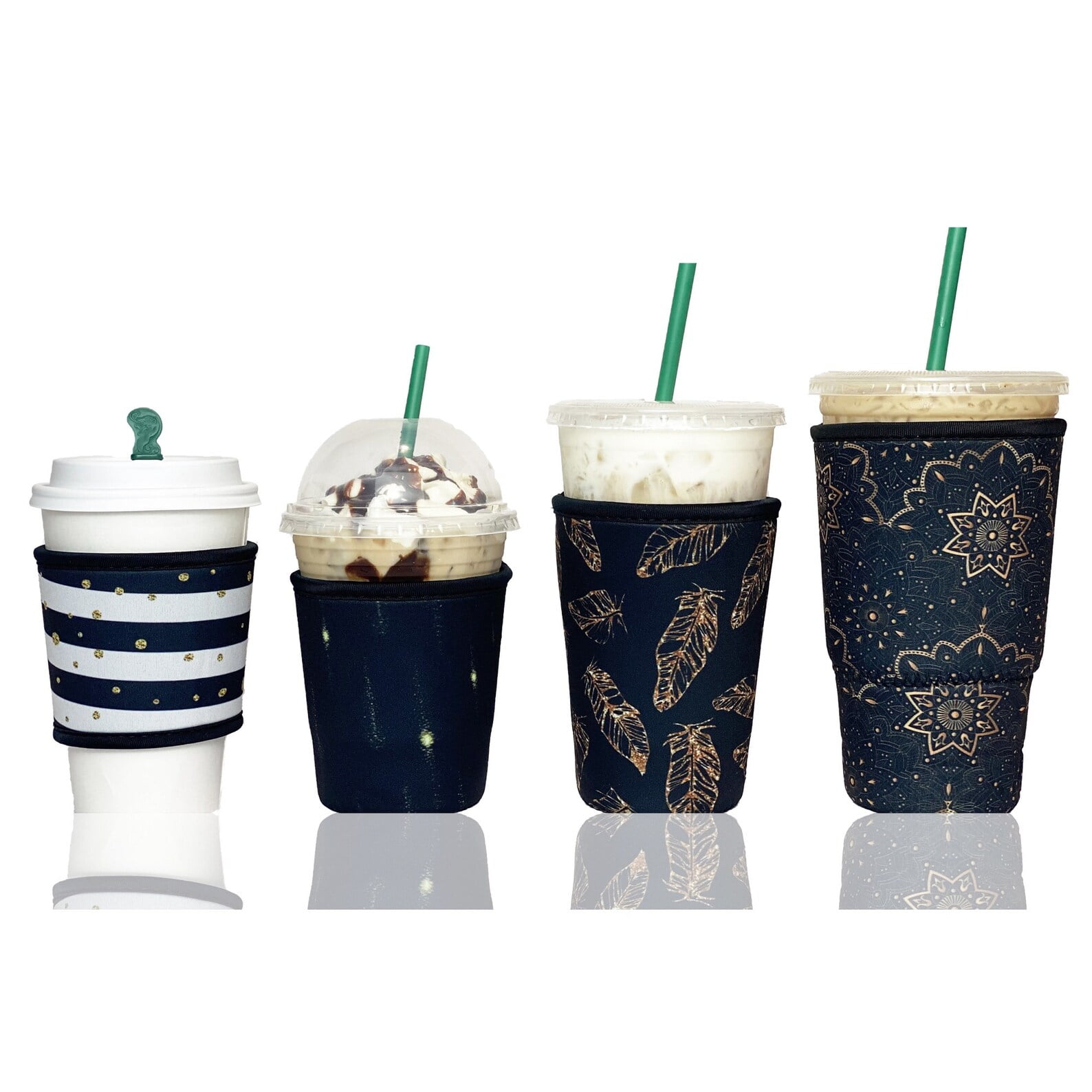 4-Pack (12-32oz) Reusable Neoprene Insulator Sleeves for Iced Coffee or ...