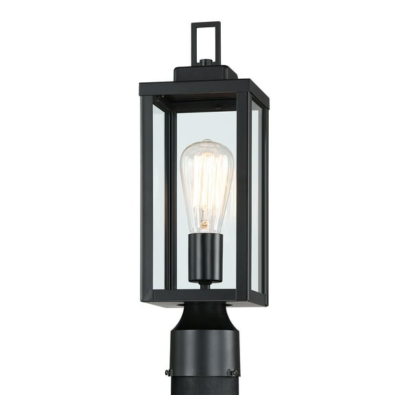 Faymart Lighting 1-light Matte Black Outdoor Post Light Kits Head with Clear Glass Shade S - Black