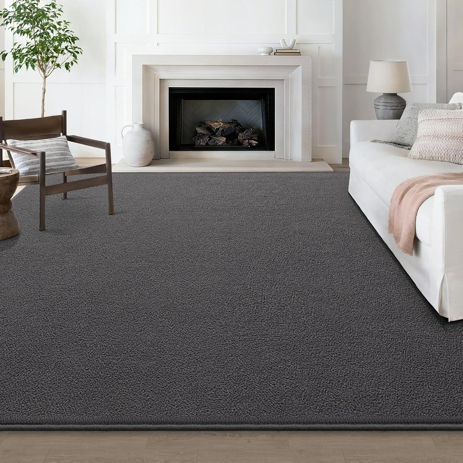 Arogan Soft Low Pile Rug Modern Area Rugs for Bedroom Living Room,Suitable for Boys Girls Teenagers and Adults with Super Soft Touch , Dark Gray , 4' x 6'