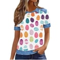thumbnail image 4 of GNFQXSS Womens Easter Shirt Classic Crew Neck Pull On Stretch Tee Polka Dot Egg Bunny Graphic Top For Spring Picnic Holiday Leisure Purple XL, 4 of 6