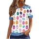 thumbnail image 2 of TaTaai Women's Lightweight Waffle Knit Short Sleeve Open Collar Easter Print Top Summer Cool Blouse Relaxed Fit Vacation Plus Size Gift, 2 of 6