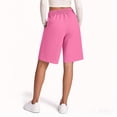 thumbnail image 4 of Bermuda Shorts Womens Jersey Shorts with Pockets Workout Yoga Athletic Long Shorts Pink S, 4 of 4