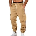 thumbnail image 3 of Sentmoon Athletic Pants for Men Men's Pants Men Solid-Color Casual Loose Sports Texture Work Pants Drawstring Pockets Elastic Waistband Long Pants for Weekend and Lounge Wear, 3 of 9