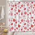 thumbnail image 6 of Valentine''s Day Shower Curtain Red Pink Heart Gnome Checkered Striped Sweet Love Romantic Couple Woman Girl Extra Long Bathroom Home Curtain with Hooks,70" Wx84 H, 6 of 8