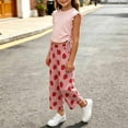 thumbnail image 6 of Girls 2PC Outfits Crop Ruffle Sleeve Ruched Side T-Shirts Rainbow Plaid Wide Leg Pants Sets Pink 5-7 Years, 6 of 7