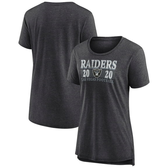 Women's Fanatics Heather Charcoal Las Vegas Raiders Neck And Neck Tri-Blend Scoop Neck T-Shirt