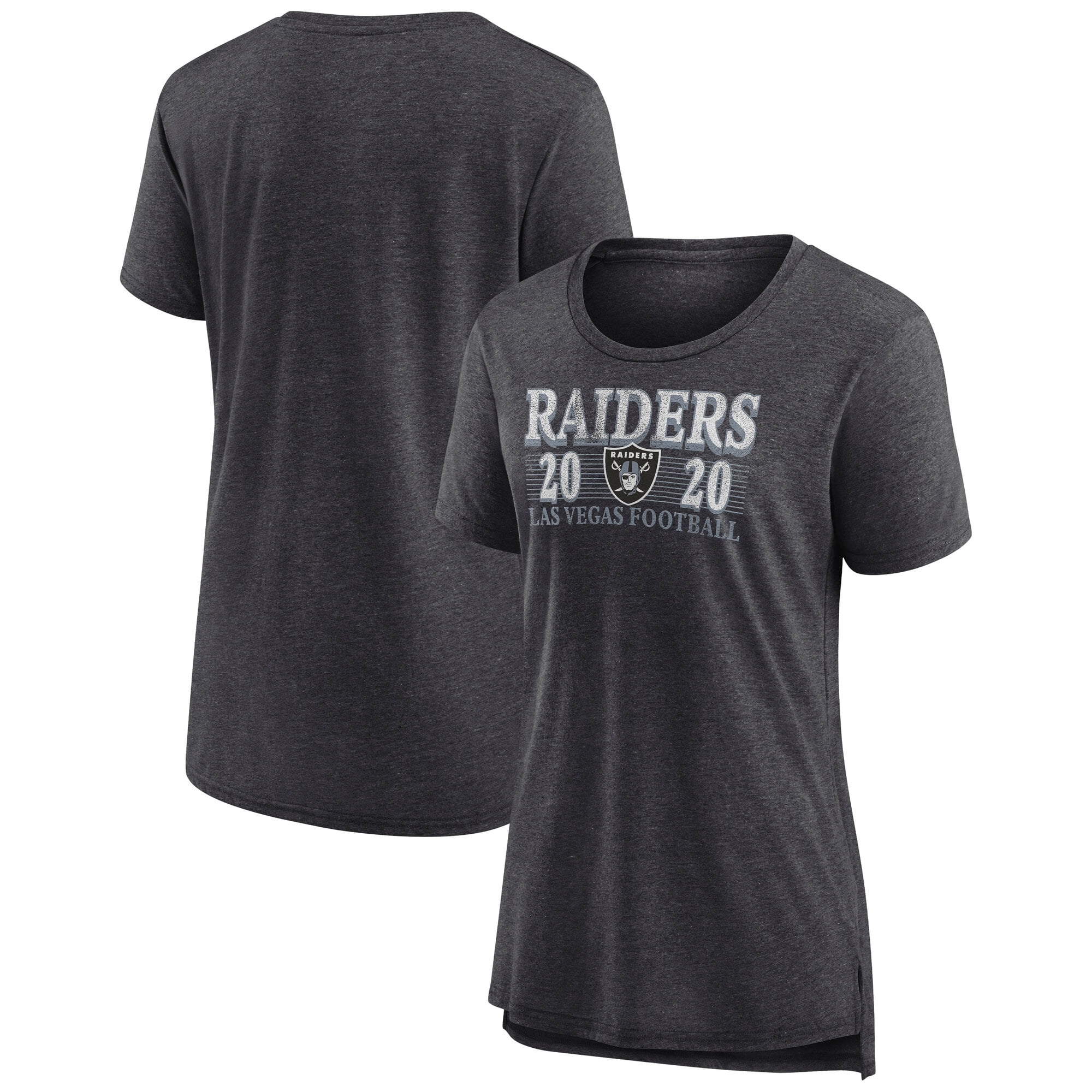 Women's Fanatics Heathered Charcoal Las Vegas Raiders Neck And Neck Scoop Neck T-Shirt