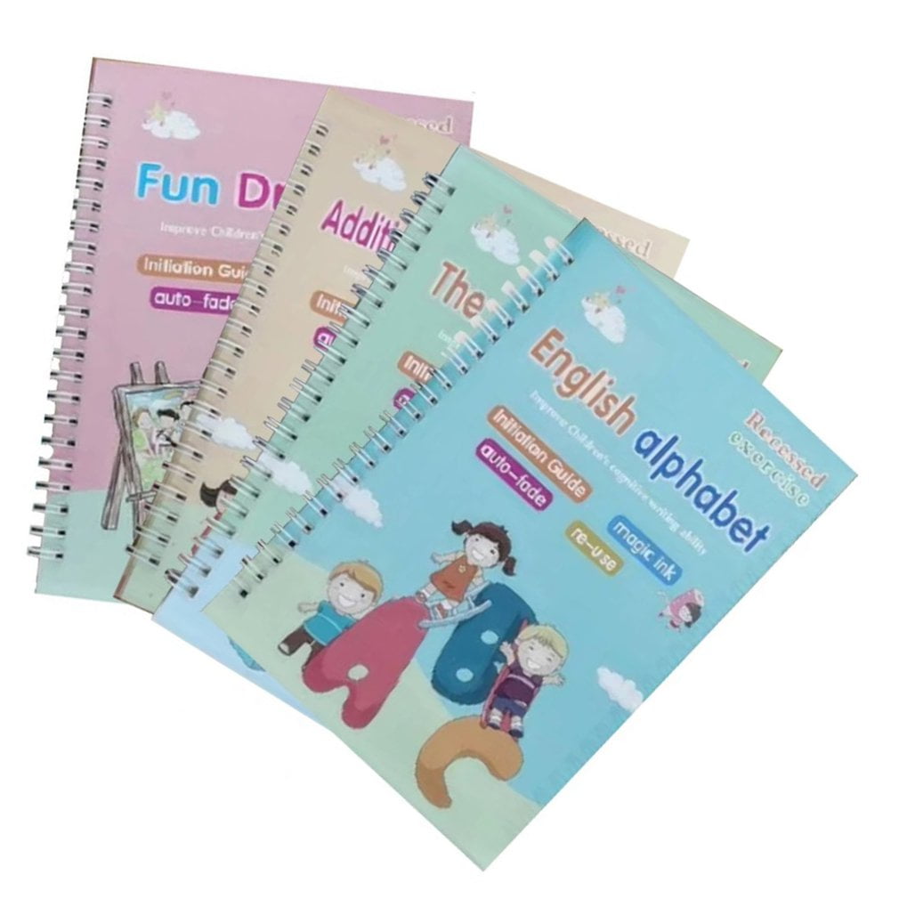 Number Book with Pen Magic Exercise Book The Print Handwiriting Workbook Copybook for Kids Reusable Writing Practice Book Childrens Exercise Manual 
