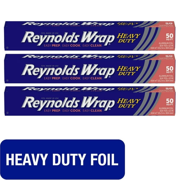 Reynolds Wrap Heavy Duty Aluminum Foil, 50 Square Feet Pk 3 total 150 SQ