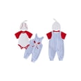 thumbnail image 2 of BemeyourBBs Newborn Baby Boy Girl Baseball Outfit Cute Infant Boy Summer Clothes Short Sleeve Romper with Baseball Embroidery Plaid Overalls Pants Set Hat, 2 of 9