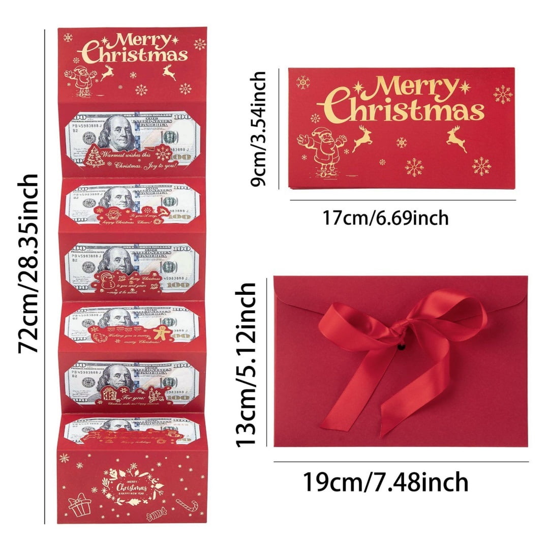 Christmas Cash Gift Envelopes, 2025 New Creative Christmas Card Money Holders for Cash Surprise Envelope, Xmas with 10 Slots for Santa Supplies, Party Gifts for Men Women Girls Boys