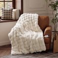thumbnail image 6 of U by Bedsure Electric Throw Heated Blanket 50"x60", Faux Rabbit Fur Bubble Fleece Heated Throw 6 Heating Levels, 6 Time Settings (Up to 10H), Gifts for Grandma, White, 6 of 10