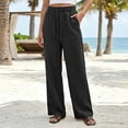 thumbnail image 2 of Hngshg Plus Size Wide Leg Pants for Women Loose Casual Drawstring Elastic Waist Classic Palazzo Pants with Pockets Workout Trousers, 2 of 6