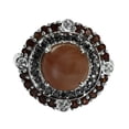 thumbnail image 2 of Natural Chocolate Moonstone With Garnet 925 Sterling Silver Women Cocktail Christmas Ring Size US- 11, 2 of 8