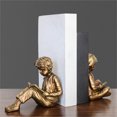 thumbnail image 6 of Literary Room Resin Bookends, Reading Figure Decor with Bronze Tone Shelf Accent for Upright Book Support and Tabletop Book Display, 6 of 9