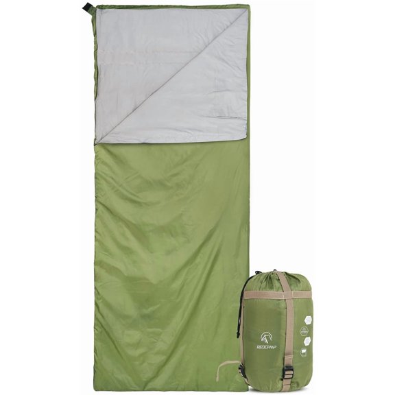 Ultra Lightweight Sleeping Bag for Backpacking, Hiking, Comfort Adults Warm Weather, with Compression Sack