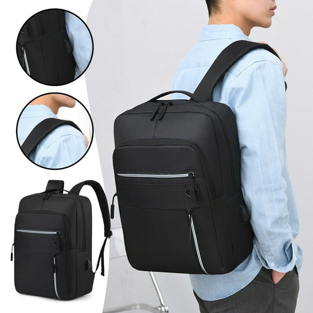 Mochila Para Portátil Ideal Para Viajes De Negocios, Compatible Con Portátiles De Hasta 15,6 Pulgadas, Puerto De Carga USB Externo, Silbato De Emergencia, Compartimentos Organizadores