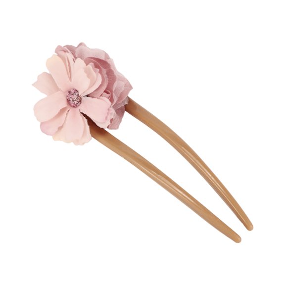 Unique Bargains 1 Pc Fashion Grace Begonia Flower U-Shaped Hair Pins for Women 5.12"x1.97" Brown