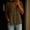Coffee, variant on Short Sleeve Button Front V-Neck Loose Fit Soft Linen Blend Tunic Blouse for Women Summer Tops