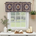 thumbnail image 3 of Vintage Flowers Window Valance Curtain Ethnic Style Floral Blue Rod Pocket Short Curtain for Living Room, Bedroom & Kitchen Window Decor 60x18in, 3 of 8