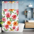 thumbnail image 6 of Spring Floral No Hooks Shower Curtain with Snap-in Liner Watercolor Orange Pink Flower Green Leaves Farmhouse Shower Curtains for Bathroom, Waterproof, Easy Install, Washable 36"x78", 6 of 9