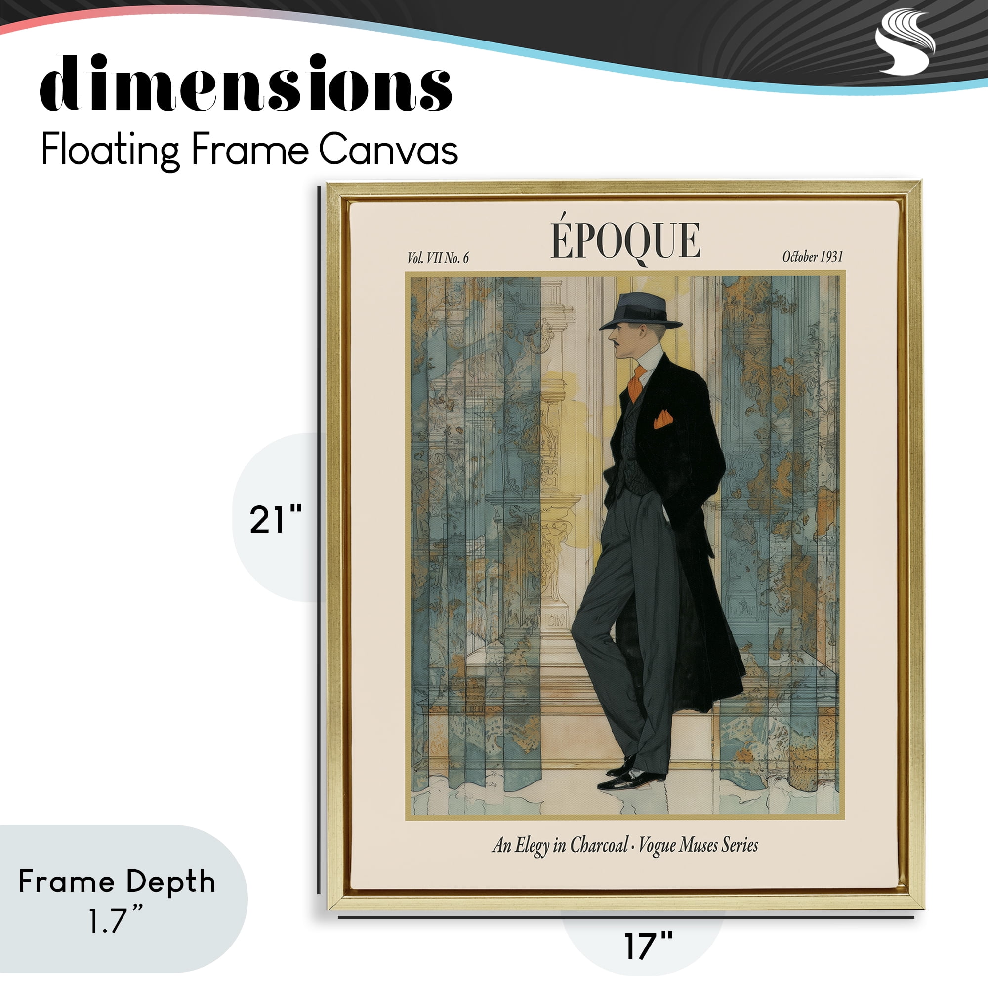 Stupell Industries The Gentleman Magazine Gold Framed Floater Canvas Wall Art, design by A Barefoot Stylist